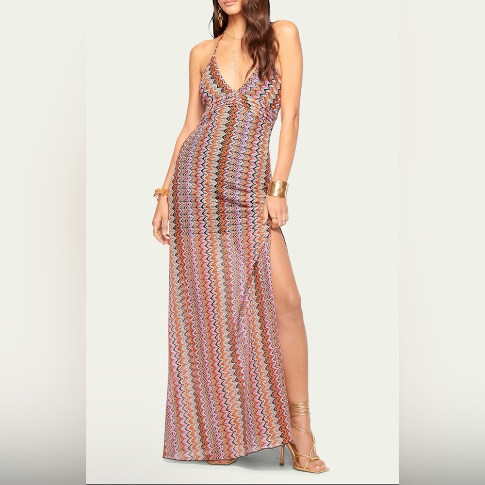 NWT Ramy Brook $475 Multicolor Zigzag Maxi Dress size 4